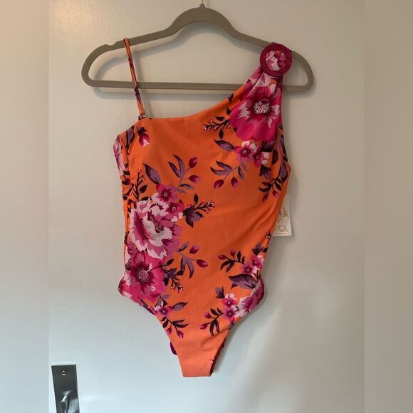 BECCA Other - Becca by Rebecca Virtue one shoulder floral print one piece swimsuit